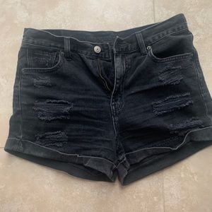 Black ripped high waisted shorts
